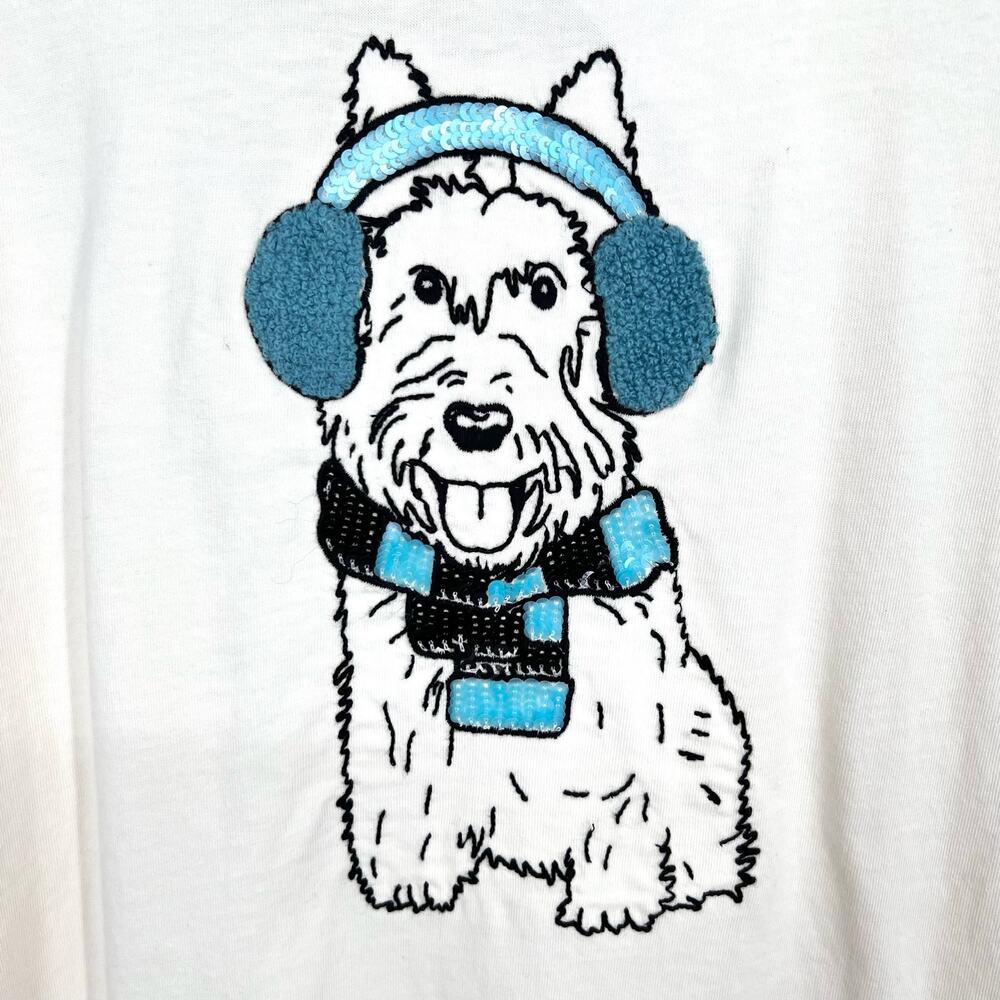 NEW NWT Chicos SMALL US 4/6 0 Christmas Terrier Dog Sequin Winter Shirt Top - Picture 3 of 8